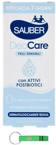 6x SAUBER Deodorant DeoCare Deodorante in Crema Creme-Deodorant – Ideal für Empfindliche Haut, 35ml + Beni Culinari Kostenloser Schlüsselanhänger