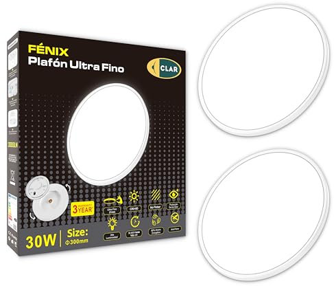 CLAR - Plafonnier LED Rond, Plafonnier Salle De Bain, Plafonnier LED Salon, Plafonnier LED Chambre, Plafonnier LED Cuisine, Blanc Neutre 4000K, 24W (Pack 2)