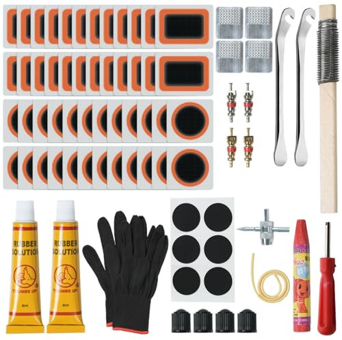 Annyswit 125 Pcs Bike Puncture Repair Kit, Bike Tyre Repair Kit with 102 Repair Patches, Emergency Bicycle Puncture Repair Kit, Bike Inner Tube Repair Kit for Bicycle, Mountain Bike, Inflatable Boat