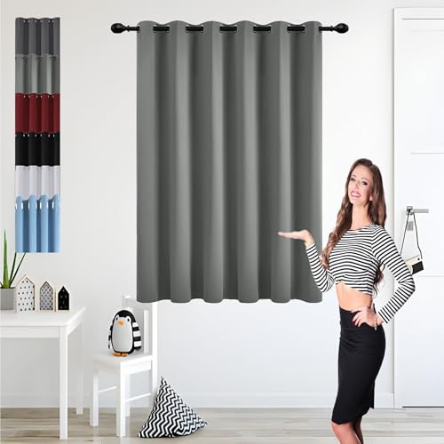 GOUSUN Thermo Gardinen Vorhang mit Ösen 70 x 200 cm Verdunkelung Blickdicht Hitzeschutz Schlaufenvorhang Thermovorhang Gegen Kälte für Schlafzimmer, Hellgrau