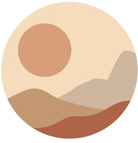 Sticker décoratif autocollant, papier peint rond sticker, désert graphique abstrait, Ø 46,5cm