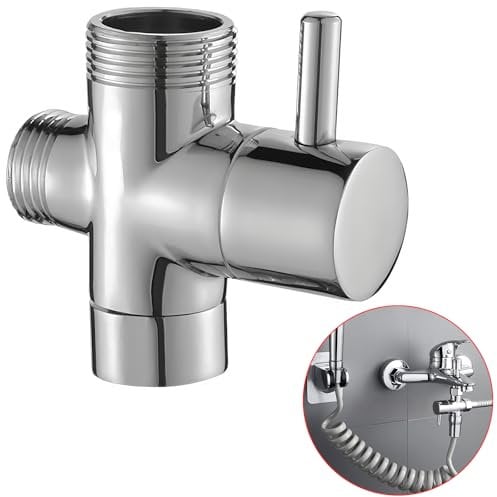 YIBEWANL 3-Way Shower Diverter Valve, G1/2 Brass Shower Splitter, 20mm Diameter Shower Arm Diverter Valve for Bathroom or Kitchen Hand Held Showerhead & Fixed Spray Head