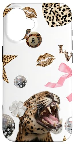Coquette Pink Bow Cheetah Y2K Love Kiss Ball 8 Leopard Print Case for iPhone 16