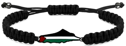 Zircobic Palestinian Flag Pendant Bracelet Series - Woven Cord Design in Black, Red, Green, and White, for Couples and Friends for Everyday Wear