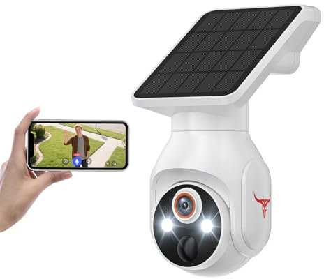 BoilNano 1080P Solar Security Camera Wireless Outdoor, 360° View Pan/Tilt, 2.4Ghz WiFi Outside, Color Night Vision, Real-Time Alerts, Cloud Storage, 2-Way Audio