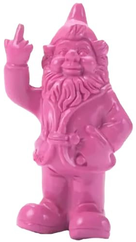 Pommerntraum® | Gartenzwerg Zwerg Dekofigur Gartenfigur Popart Deko Gartendeko Außendeko Sammerfigur (pink - 20 cm - Mittelfinger)