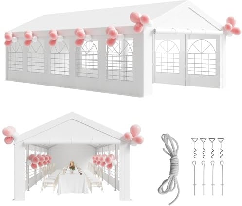 Airfish Carpa para Fiestas 4x10 con Protección UV, Cenadores para Jardin con Paredes Laterales Desmontables, Ideal para Fiestas en el Jardín, Celebraciones en Cenadores, Bodas, Blanco