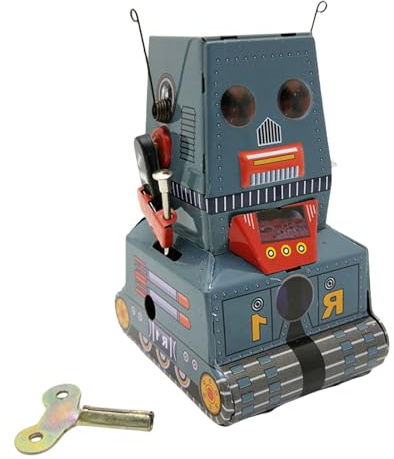 Ldabrye 4inch Windup Robot Toy Mechanical Robot Retro Tin Iron Spring Toy Table Decoration Kids Adult Collector Favor Tin Collectible Figurine