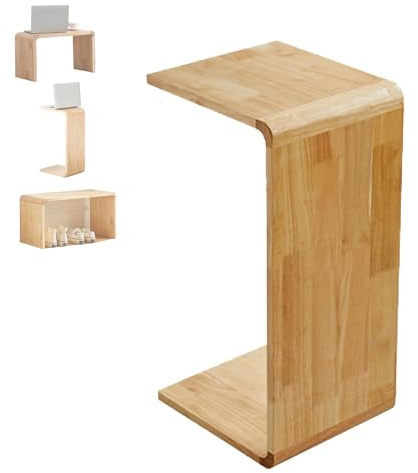 GTYMTTX Beistelltisch Couch, Stabiler U/C-Tisch aus massiver Eiche, Oberfläche geschliffen und lackiert, flexibel neben Sofa oder Sessel nutzbar