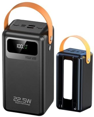 Caricabatterie portatile da 80000 mAh, grande power bank, PD22,5 W, ricarica rapida, cavi integrati, batteria esterna, 4 uscite e 2 ingressi, power bank for campeggio e viaggi(D,80000Mah)