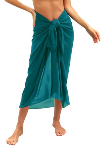 Svanco Pareo Damen Sarong Strand Wickeltuch Bikini Cover Up Beachwear | Leichter Atmungsaktiver Chiffon, Zum Binden Knüpfbar, Vielfältige Trageweisen, Einheitsgröße Für Strand