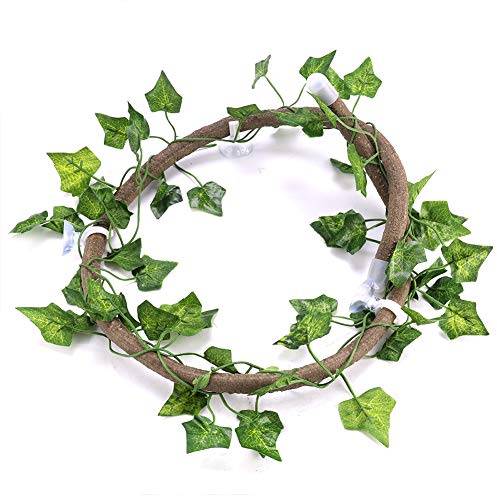 NOENNULL 3,28 Pieds de Vignes de Reptiles Flexibles Grimpantes dans la Jungle, Terrarium, Plantes et Feuilles en Plastique, Accessoires de Réservoir, Décoration pour Gecko, Serpent, Lézard, Dragon