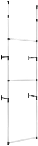 Telescopic Aluminium Coat Rack with 2 Rails, Height Adjustable up to 3 Metres, Modern Organiser System for Bedroom, Hallway, Dressing Room, Compact Clothes Rail for Storage
