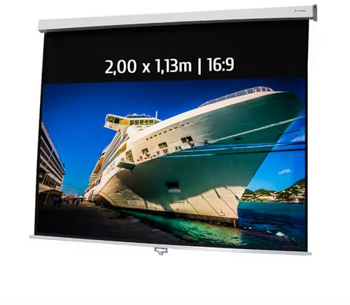 Kimex 3700685403192 - Pantalla manual de proyeccion 2,00x1,13m formato 16:9 autolock src