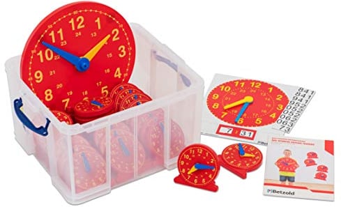 Betzold - Demonstrationsuhren-Set, 29-TLG. - Uhrzeiten Lernuhr Lehrmaterial