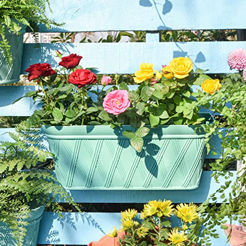 Sungmor Haute qualité Solide et résistant Épaissi Plastique Pot de Fleurs à Suspendre au Mur, Creative Stockage de l'eau Pot de Fleurs, intérieur ou extérieur- Rectangular Vert émeraude