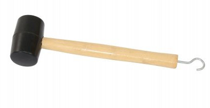 Heavy Duty Rubber Mallet 31cm. Hook on handle end doubles as tent peg puller.