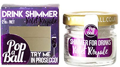 Popaball Drink Shimmer Violet Royale Blackcurrant Flavour | 1 x 21 Grams | Prosecco, Gin, Mocktail & Cocktail Making Gifts | Gift Set Ideas for Her, Hampers & Hen Parties
