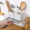 Porte-ustensiles de cuisine avec 2 ventouses et égouttoir pour couverts, éponges, brosses, grattoirs, baguettes