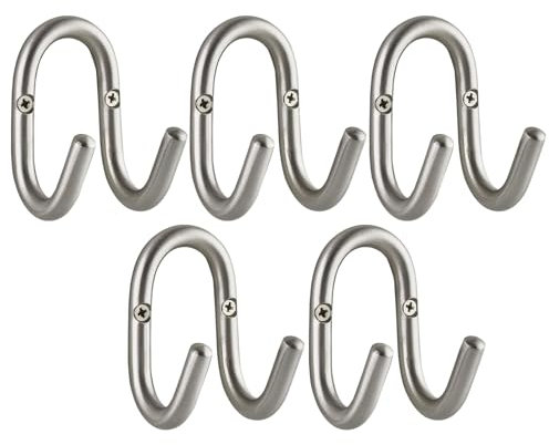 SOTECH 5 Stück Garderobenhaken FARA 88 x 51 mm echt Edelstahl gebürstet Kleiderhaken Wandhaken Jackenhaken Aufhänger