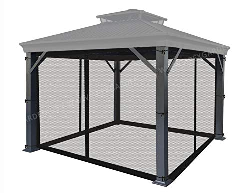 APEX GARDEN Universelles Ersatz-Mückennetz für Pavillon, 3 x 3 m, Schwarz