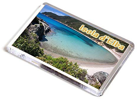 AWS Isle d'Elba Magnet aus hartem PVC, Toskana Italien, Fridge, Kühlschrankmagnet aus hartem Kunststoff mit Bild, Panorama, Strand, Island Italy