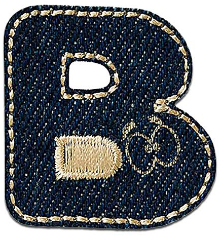 Mono-Quick Letter B Blue Iron-on Letter Patch 3 x 3,1 cm for Kids Adults with Personalised Name Initials Monogram, Letters Numbers Custom Transfer Football Decoration