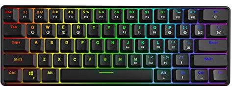 SKYLOONG GK61 SK61 60% mechanische Tastatur, 61 Tasten, tragbar, klein, volle Tasten, programmierbare Gaming-Tastatur, roter Schalter, Hot Swappable RGB-Tastatur, mechanische Tastatur für PC, Mac,