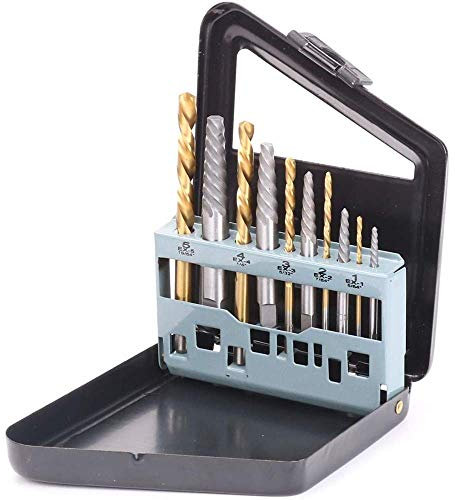 ZOYOSI 10 piezas HSS EX1-EX5 dañado tornillo extractor conjunto y 5/64-19/64 pulgadas mano izquierda Brocas set fácil quitar tornillos pelados o dañados