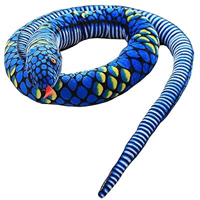 Boosns Plüsch Python Tier Spielzeug Schlange super weich Große Flauschige Kuschelschlange 114” / 290cm (Blau)