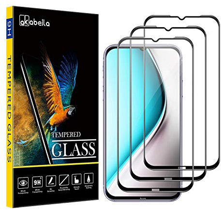 AKABEILA Cristal Templado Compatible con Xiaomi Redmi Note 8T Protector de Pantalla para Xiaomi Redmi Note 8T 3 Piezas Full Cobertura Completa HD Sin Burbujas 9H Dureza Vidrio Templado Negro