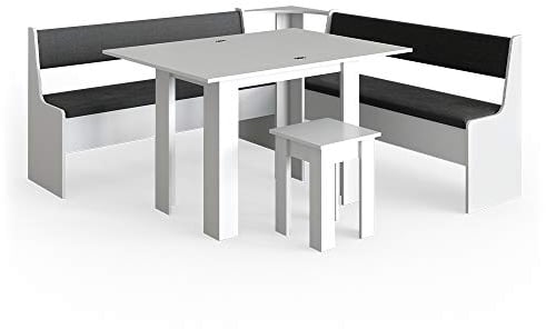 Vicco Eckbankgruppe Roman, Küchentisch, Weiß/Anthrazit, 180 x 180 cm mit Tisch