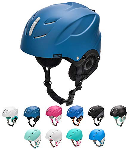 Ski Helmet for Men Women Boy Girl Kid Children Skiing Snowboard Certified Safety Professional Snow Sports Earmuff Winter Warm (S 53-55 cm, LUMI Navy Blue/blue2)
