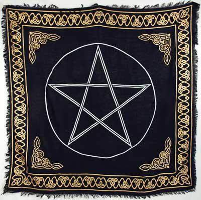 Indian Consigners Pentagrammstern Altar Tuch Hexerei Hexerei Tischdecke Ändern Heilig Tischtuch Spirituell Buchstabieren Hexe Tarot-Spread24(Pentagramm Gold Silber)