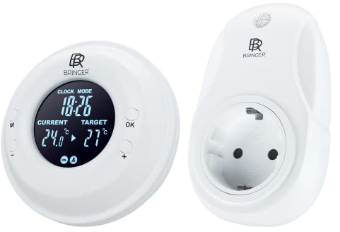 BR Bringer Funk-Thermostat Steckdose Wireless Steckdosenthermostat für Infrarotheizung mit Zeitschaltuhr