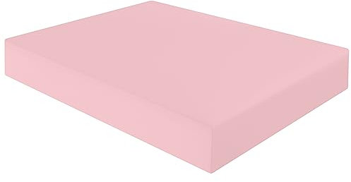 HOME ACE Pink Extra Deep Non Iron Double Fitted Sheets Polycotton Fitted Bed Sheets, Poly Cotton Deep Double Bed Sheet Fitted, 16”/40CM Double Fitted Sheet