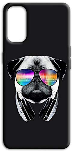 Mixroom - Cover Custodia Back Case in TPU Silicone Morbida per Oppo Reno 6 PRO 5G Fantasia Cane Carlino Occhiali E Cuffie R260