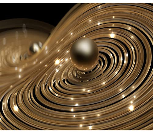 decomonkey Fototapete Abstrakt 3d Effekt 350x256 cm Design Tapete Fototapeten Tapeten Wandtapete moderne Wand Schlafzimmer Wohnzimmer Geometrisch Illusion Ball en Schwarz