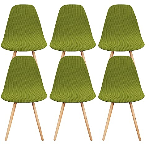 Schalenstuhl Bezug,Stuhlhussen 6er Set,Strech Jacquard Esszimmerstühle Stuhlbezug,Abnehmbare Waschbar Spannbezug,Universal Stuhlabdeckung für Wohnzimmer Hochzeit Büro Bankette Partys Deko (gelb-grün)