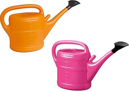 2X Gießkanne 10L ORANGE + PINK + 1x KÜHLSCHRANKMAGNET! Giesskanne Kunststoff für groß & klein Garten & Zimmerpflanzen Gießkannen Gieskanne Gieskannen 10 Liter Watering Can Gieskannen10Liter lr