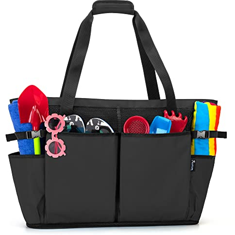Fasrom Extra Große Netz Strandtasche, Übergroße Strandtasche für Strandausflug (Patent Angemeldet), Schwarz