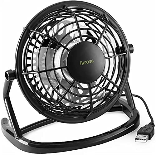 RJJ USB Mini Desktop Office Ventola con Rotazione 360 - Nero for PC Computer Laptop Chromebook Ultrabook