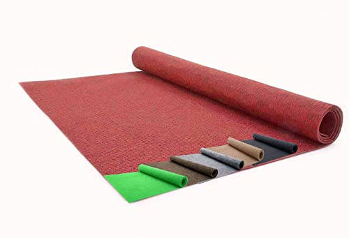 Madeinnature - Moquette d’extérieur – Imitation gazon synthétique en rouleau pas cher – Tapis de sol extérieur pour terrasse, balcon, piscine … dimensions et couleurs au choix (2x2m Rouge)