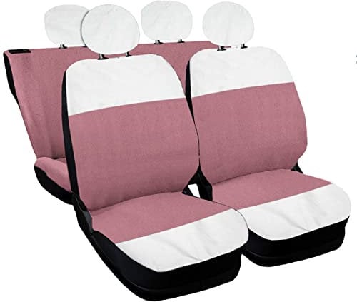 Susy Shop Coprisedili Auto Compatibili Per 500 Made In Italy Set copri sedili Colorati (Bianco/Rosa)