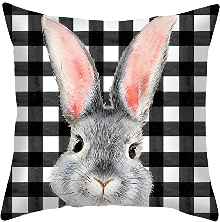 Kissenbezüge Ostern Hase Kaninchen-Kissenbezug aus Leinen, beständig gegen schmutziges Auto, Kissen, Osteratmosphäre, dekorative Überwurfkissen für Sofa Wohnzimmer Balkon Garten