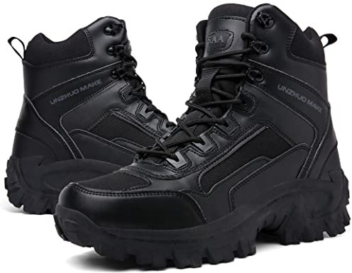 5.AA B2200 Stiefel Herren Wanderschuhe Army Combat Boots mit YKK-Zipper Verschleißfest rutschfeste Outdoor Trekkingschuhe Militär & Einsatzstiefel Schwarz 46EU