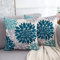 2er Set Kissenbezug 50x50 Blau Grün und Grau Sofakissen Geometrische Blume Leinen Quadrat Weiches Kissenbezüge Abstraktes Sommer Kissenhüllen für Wohnzimmer Garten Kissen