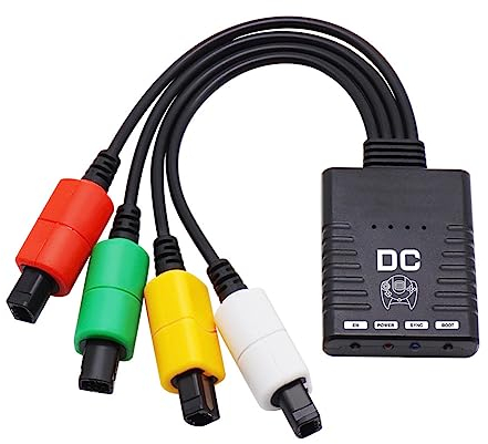 Jerilla Adaptador de Controlador Inalámbrico Compatible con Consola Dreamcast, Convertidor Soporta 4 Controladores Bluetooth para Switch Joy-Con/Wii Pro/PS3/PS5 Controllers