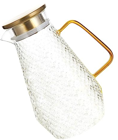 UPKOCH Jarra De Vidrio Templado Fría y Transparente Para Bebidas Jugos y Leche Incluye Tapa Sellada y Vertedor Para Uso Diario y Entretenimiento Familiar