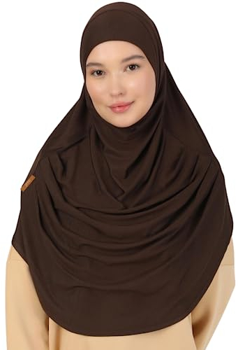 Prien Kopftuch für Damen, Lang Muslim Hijab Frauen, Türkisch Khimar Schal Islamische Kleidung, Konfektionshijab Kopftücher Kleider, Muslimische Sport Head Scarf Set (Braun)
